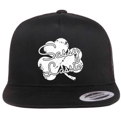 Funny St PatrickS Gift 4 Leaf Clover Sassy Lassie Great Gift Flatbill Hat