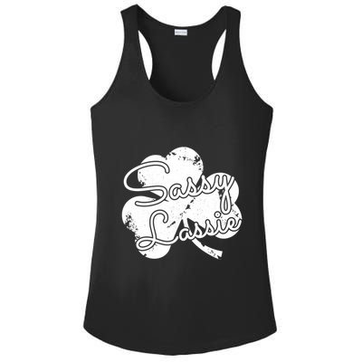 Funny St PatrickS Gift 4 Leaf Clover Sassy Lassie Great Gift Ladies PosiCharge Competitor Racerback Tank