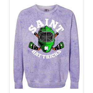 Funny St Patrick's Day Saint Hat Tricks Hockey Player Fan Colorblast Crewneck Sweatshirt