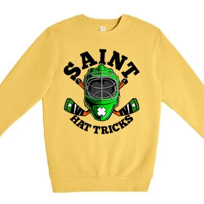 Funny St Patrick's Day Saint Hat Tricks Hockey Player Fan Premium Crewneck Sweatshirt