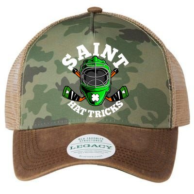 Funny St Patrick's Day Saint Hat Tricks Hockey Player Fan Legacy Tie Dye Trucker Hat