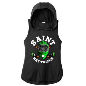 Funny St Patrick's Day Saint Hat Tricks Hockey Player Fan Ladies PosiCharge Tri-Blend Wicking Draft Hoodie Tank