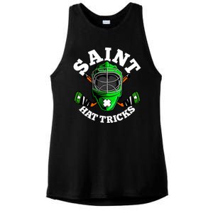 Funny St Patrick's Day Saint Hat Tricks Hockey Player Fan Ladies PosiCharge Tri-Blend Wicking Tank