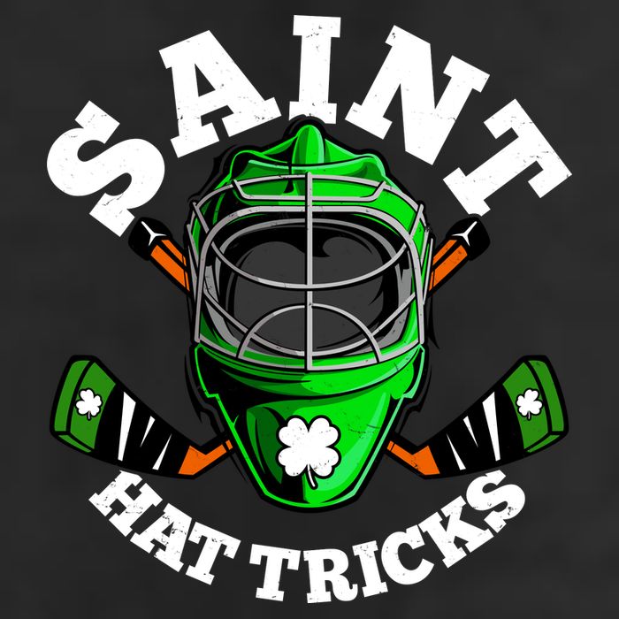 Funny St Patrick's Day Saint Hat Tricks Hockey Player Fan 7 Panel Mesh Trucker Snapback Hat