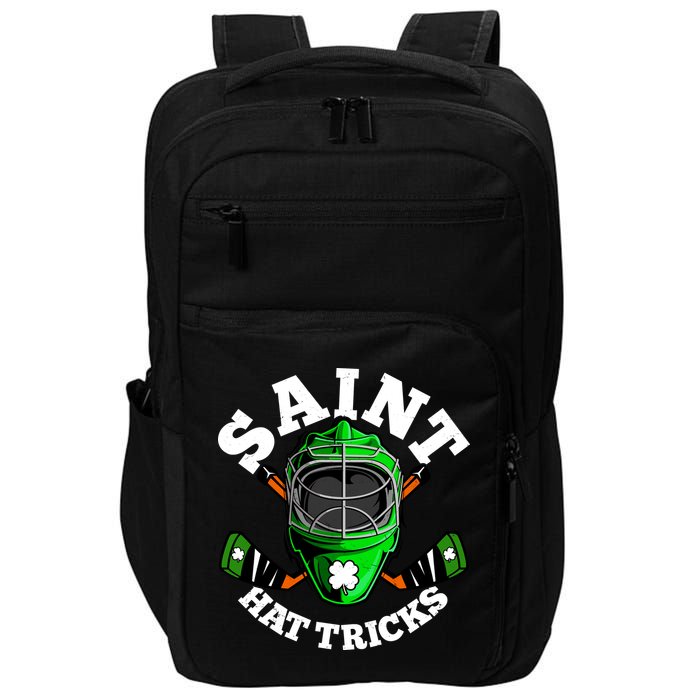 Funny St Patrick's Day Saint Hat Tricks Hockey Player Fan Impact Tech Backpack