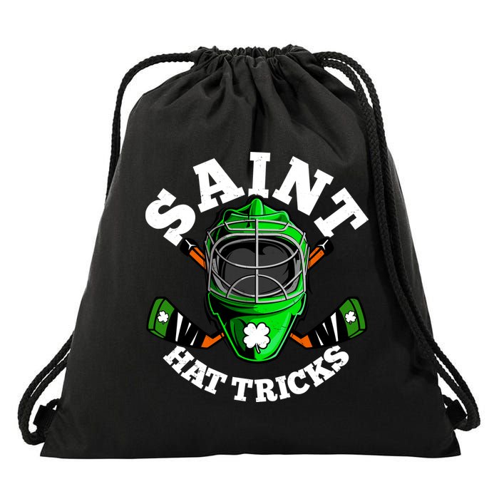 Funny St Patrick's Day Saint Hat Tricks Hockey Player Fan Drawstring Bag