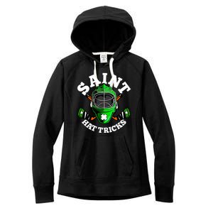 Funny St Patrick's Day Saint Hat Tricks Hockey Player Fan Women's Fleece Hoodie