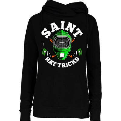 Funny St Patrick's Day Saint Hat Tricks Hockey Player Fan Womens Funnel Neck Pullover Hood