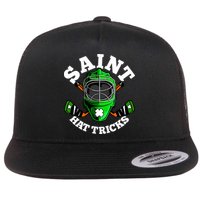 Funny St Patrick's Day Saint Hat Tricks Hockey Player Fan Flat Bill Trucker Hat
