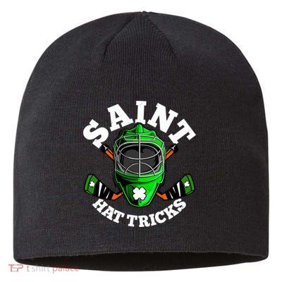 Funny St Patrick's Day Saint Hat Tricks Hockey Player Fan Sustainable Beanie