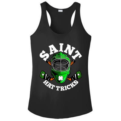 Funny St Patrick's Day Saint Hat Tricks Hockey Player Fan Ladies PosiCharge Competitor Racerback Tank