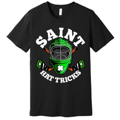 Funny St Patrick's Day Saint Hat Tricks Hockey Player Fan Premium T-Shirt