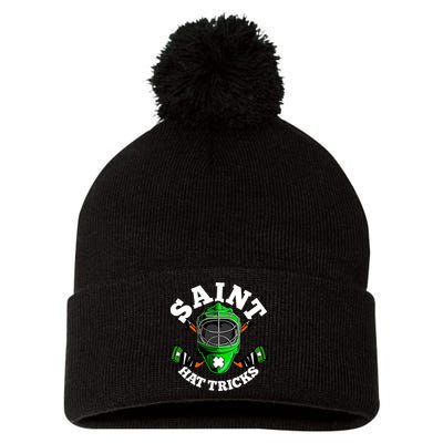 Funny St Patrick's Day Saint Hat Tricks Hockey Player Fan Pom Pom 12in Knit Beanie