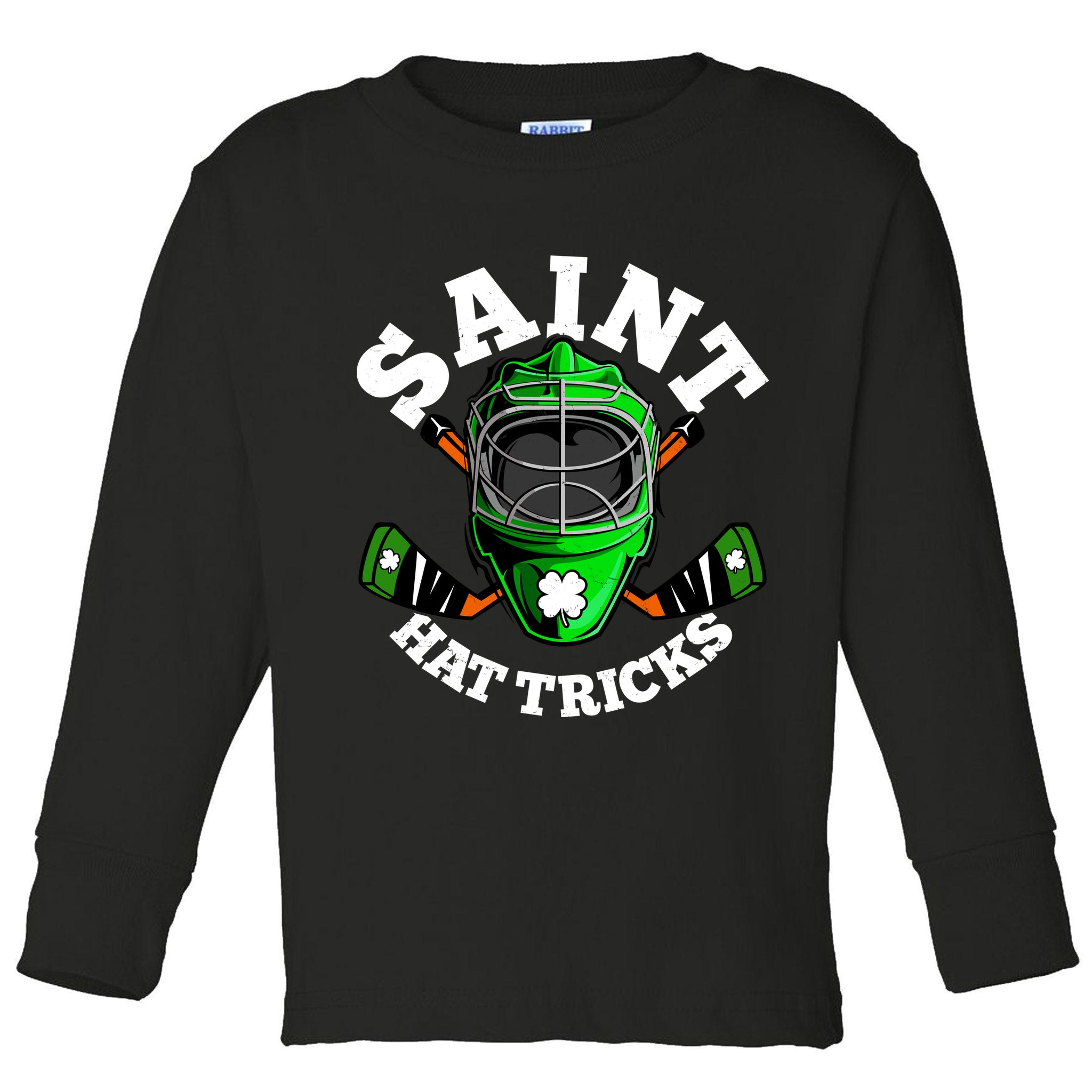 Funny St Patrick's Day Saint Hat Tricks Hockey Player Fan Toddler Long Sleeve Shirt