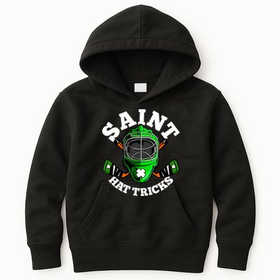 Funny St Patrick's Day Saint Hat Tricks Hockey Player Fan Kids Hoodie