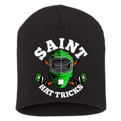 Funny St Patrick's Day Saint Hat Tricks Hockey Player Fan Short Acrylic Beanie