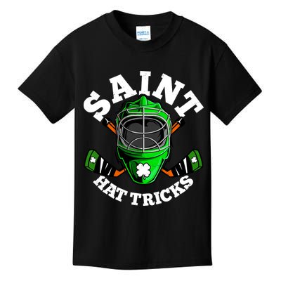 Funny St Patrick's Day Saint Hat Tricks Hockey Player Fan Kids T-Shirt