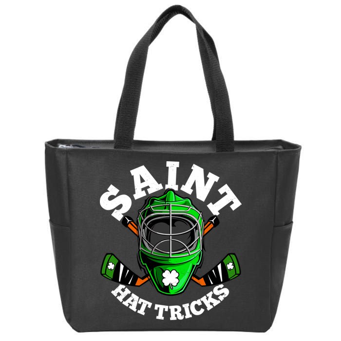 Funny St Patrick's Day Saint Hat Tricks Hockey Player Fan Zip Tote Bag