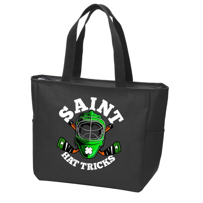 Funny St Patrick's Day Saint Hat Tricks Hockey Player Fan Zip Tote Bag