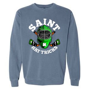 Funny St Patrick's Day Saint Hat Tricks Hockey Player Fan Garment-Dyed Sweatshirt