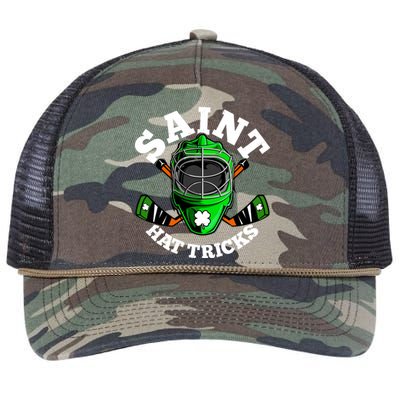 Funny St Patrick's Day Saint Hat Tricks Hockey Player Fan Retro Rope Trucker Hat Cap