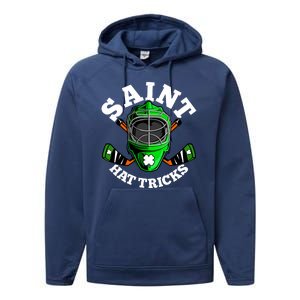 Funny St Patrick's Day Saint Hat Tricks Hockey Player Fan Performance Fleece Hoodie