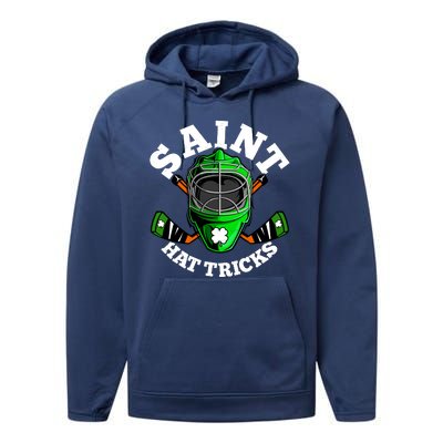 Funny St Patrick's Day Saint Hat Tricks Hockey Player Fan Performance Fleece Hoodie