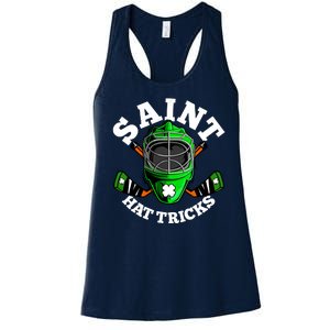 Funny St Patrick's Day Saint Hat Tricks Hockey Player Fan Women's Racerback Tank