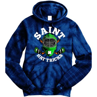 Funny St Patrick's Day Saint Hat Tricks Hockey Player Fan Tie Dye Hoodie