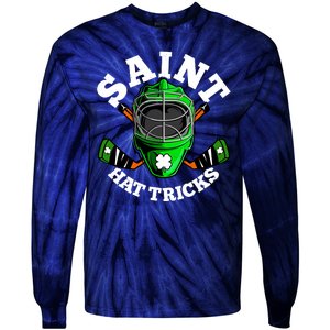 Funny St Patrick's Day Saint Hat Tricks Hockey Player Fan Tie-Dye Long Sleeve Shirt