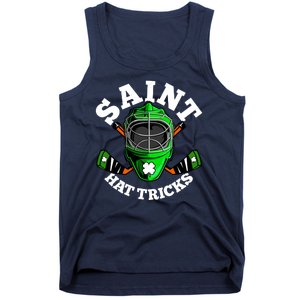 Funny St Patrick's Day Saint Hat Tricks Hockey Player Fan Tank Top