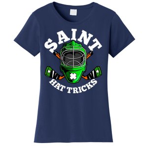 Funny St Patrick's Day Saint Hat Tricks Hockey Player Fan Women's T-Shirt