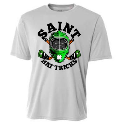 Funny St Patrick's Day Saint Hat Tricks Hockey Player Fan Cooling Performance Crew T-Shirt