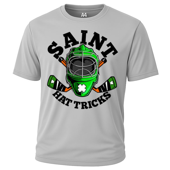 Funny St Patrick's Day Saint Hat Tricks Hockey Player Fan Cooling Performance Crew T-Shirt