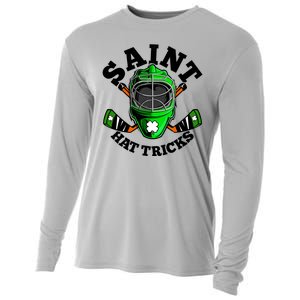 Funny St Patrick's Day Saint Hat Tricks Hockey Player Fan Cooling Performance Long Sleeve Crew