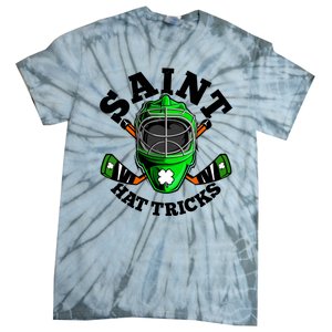 Funny St Patrick's Day Saint Hat Tricks Hockey Player Fan Tie-Dye T-Shirt