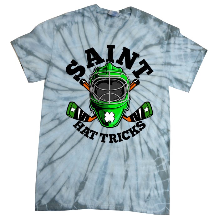 Funny St Patrick's Day Saint Hat Tricks Hockey Player Fan Tie-Dye T-Shirt