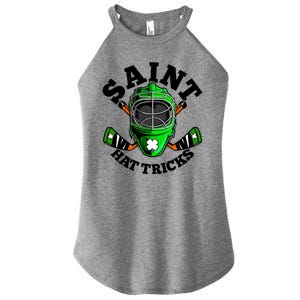 Funny St Patrick's Day Saint Hat Tricks Hockey Player Fan Women's Perfect Tri Rocker Tank