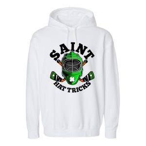 Funny St Patrick's Day Saint Hat Tricks Hockey Player Fan Garment-Dyed Fleece Hoodie