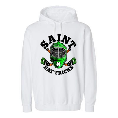 Funny St Patrick's Day Saint Hat Tricks Hockey Player Fan Garment-Dyed Fleece Hoodie