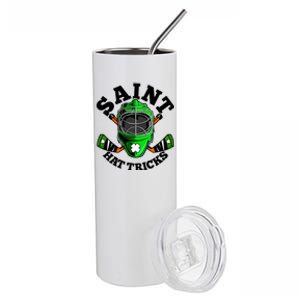 Funny St Patrick's Day Saint Hat Tricks Hockey Player Fan Stainless Steel Tumbler