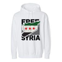 Free Syria Patriotic Syrian Flag Garment-Dyed Fleece Hoodie