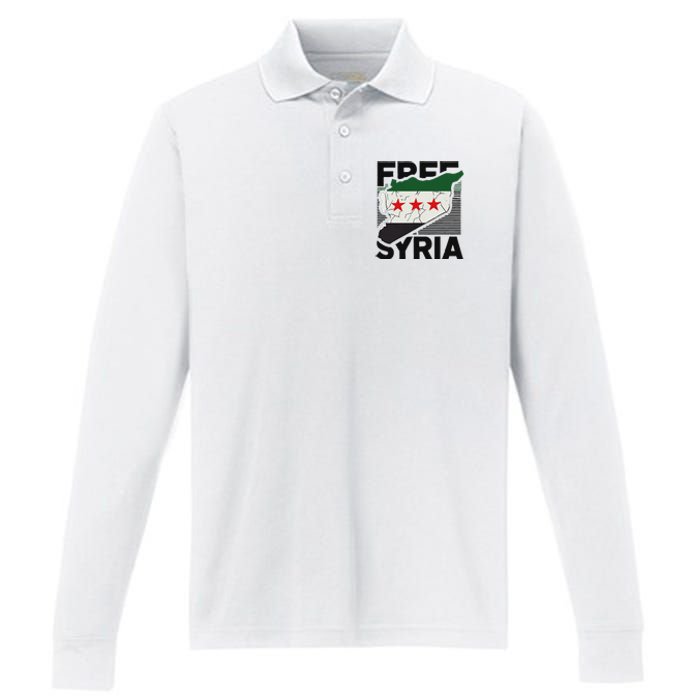 Free Syria Patriotic Syrian Flag Performance Long Sleeve Polo