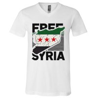 Free Syria Patriotic Syrian Flag V-Neck T-Shirt