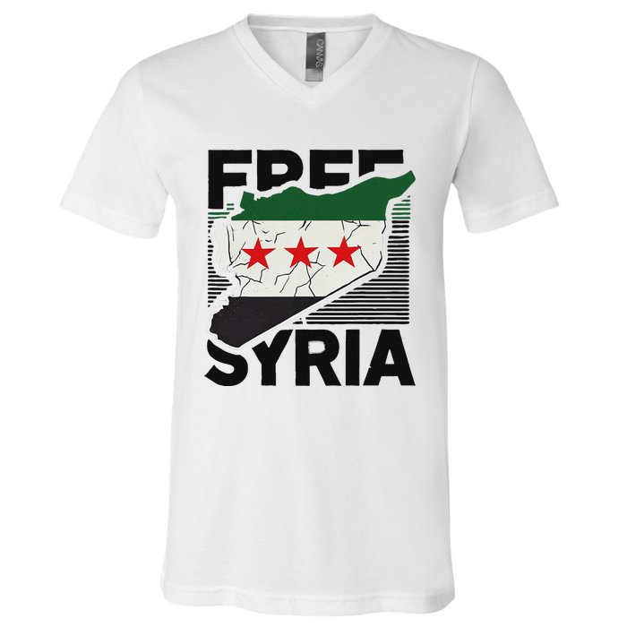 Free Syria Patriotic Syrian Flag V-Neck T-Shirt