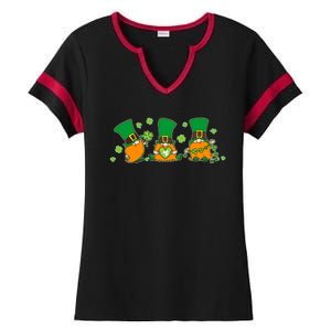 Funny St Patrick's Day Lucky Shamrocks Gnomes Ladies Halftime Notch Neck Tee