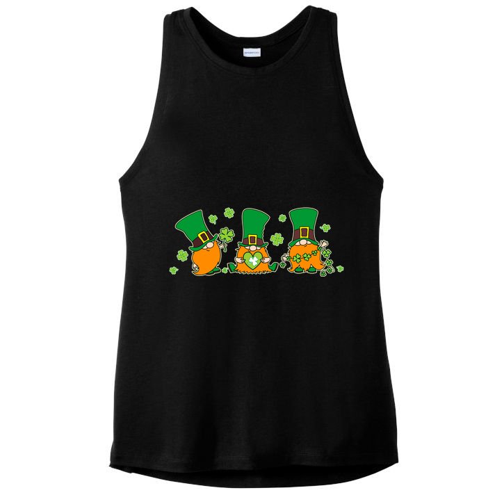 Funny St Patrick's Day Lucky Shamrocks Gnomes Ladies PosiCharge Tri-Blend Wicking Tank