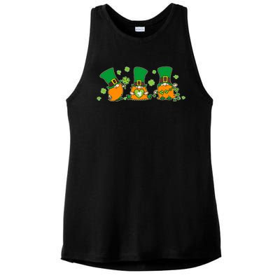 Funny St Patrick's Day Lucky Shamrocks Gnomes Ladies PosiCharge Tri-Blend Wicking Tank