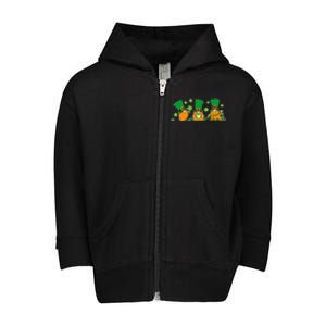 Funny St Patrick's Day Lucky Shamrocks Gnomes Toddler Zip Fleece Hoodie