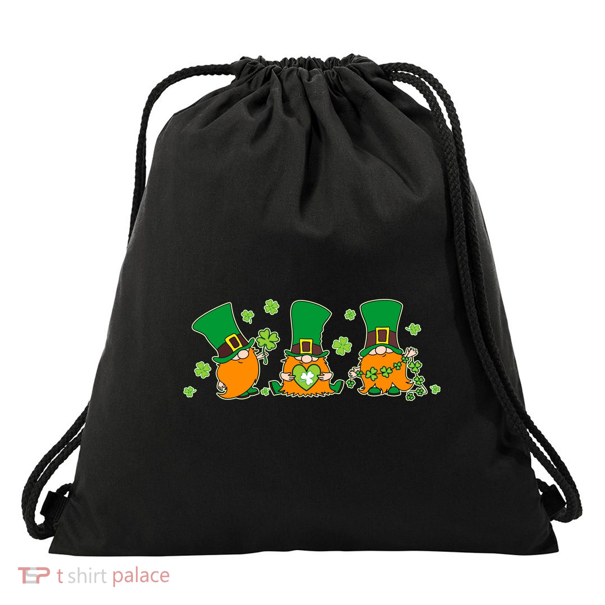 Funny St Patrick's Day Lucky Shamrocks Gnomes Drawstring Bag